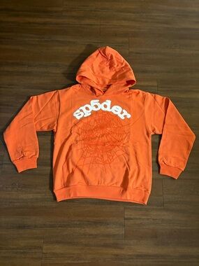 Sp5der OG Web Hoodie Orange Size Medium